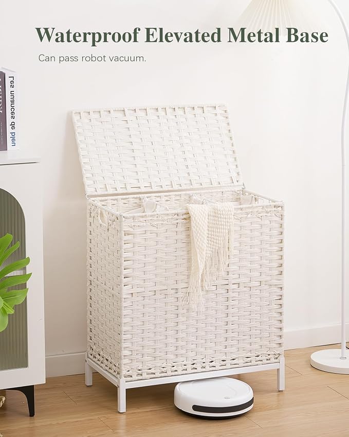 Laundry Hamper with Lid 132 L, Clothes Hamper with Lid, Handwoven Rattan - Image 2