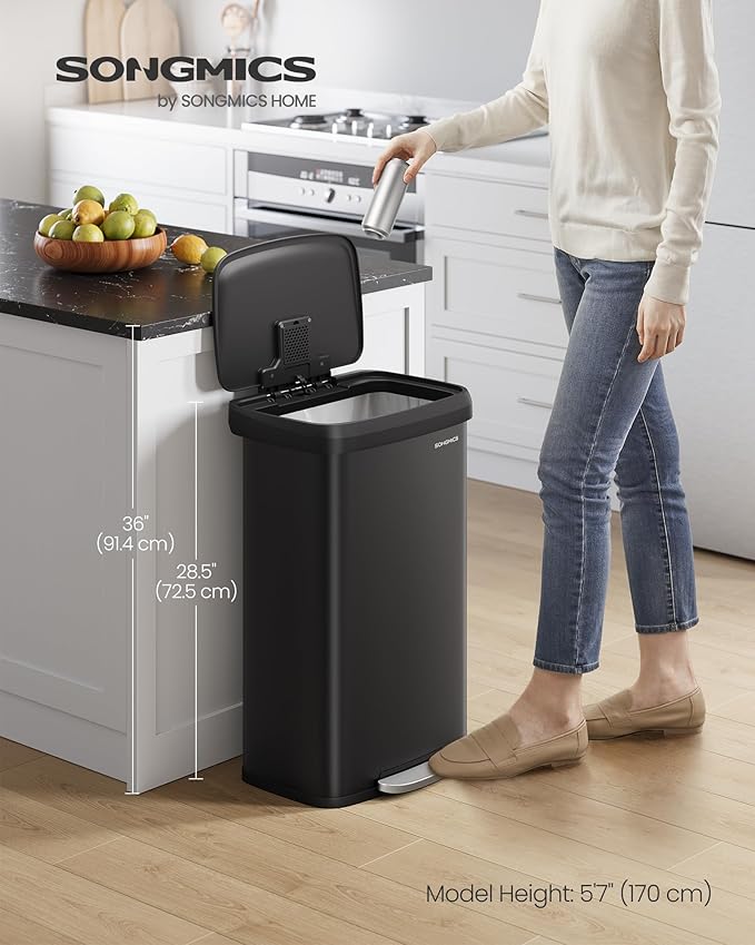 SONGMICS Kitchen Trash Can, 21 Gallon Stainless Steel Garbage Can, - Image 2