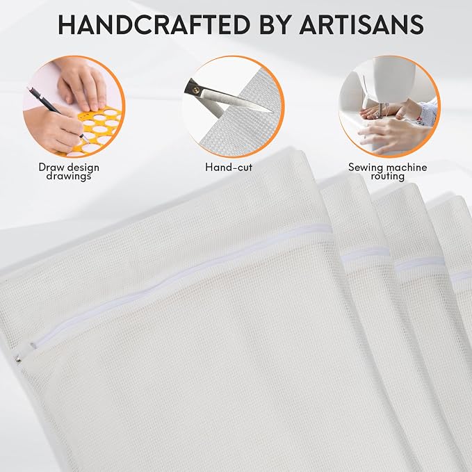 4-Piece White Large Durable Organic Cotton Mesh Laundry Bags - Image 3