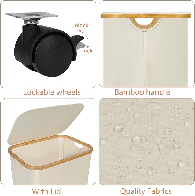 Laundry Basket with Wheels, 100L Hampers - Image 2