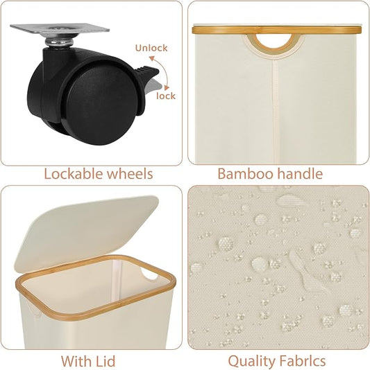 Laundry Basket with Wheels, 100L Hampers - Image 2