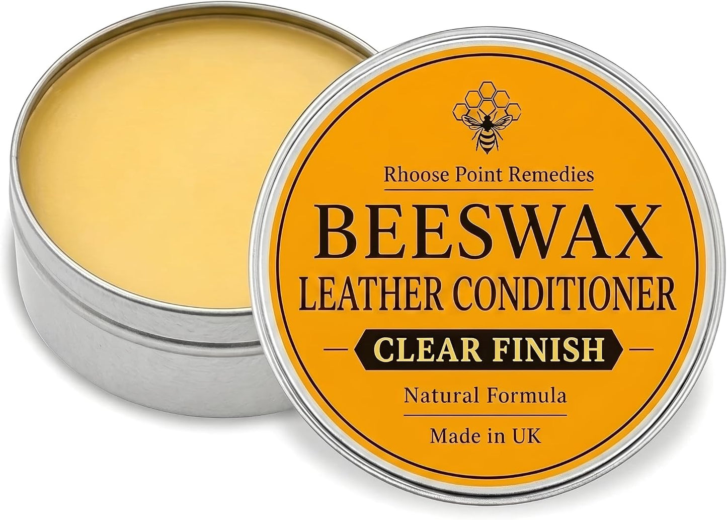 Beeswax Leather Conditioner Restorer & Polish - Hand Poured British Beeswax Balsam CLEANS SEALS and PROTECTS Handcrafted in Wales UK Rich Natural Leather Conditioner and Leather Restorer 3.50 Fl Oz