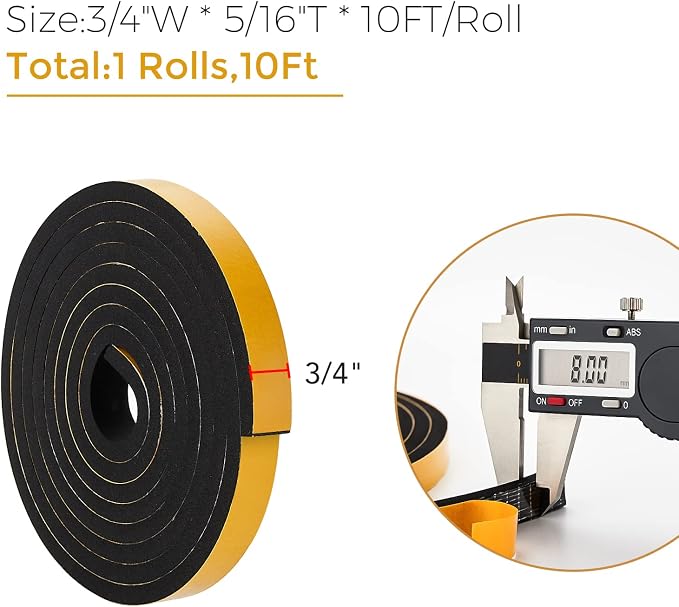 10 Feet Weather Stripping Door Seal, 3/4" Wide X 5/16" Thick Door Seal Strip - Image 3