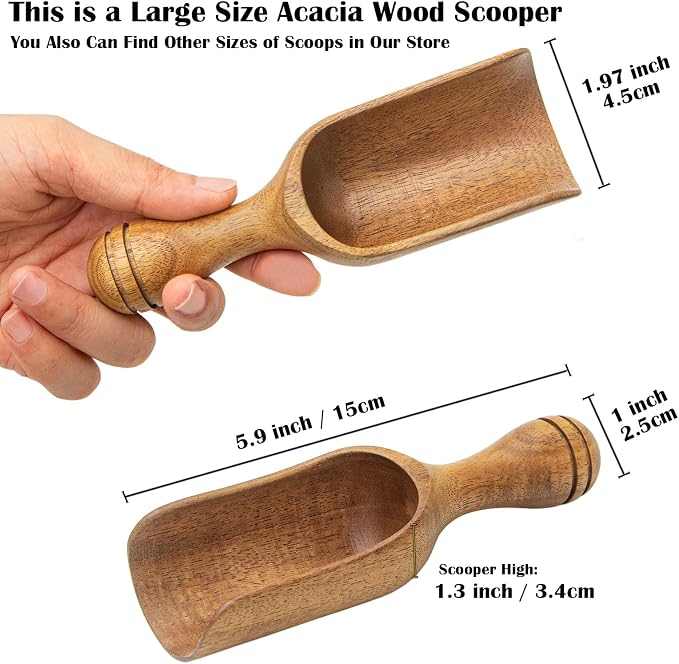 Big Coffee Scoops Shovel, Large Ground Coffee Scoop 2PCS Large Wooden Scoops - Image 2