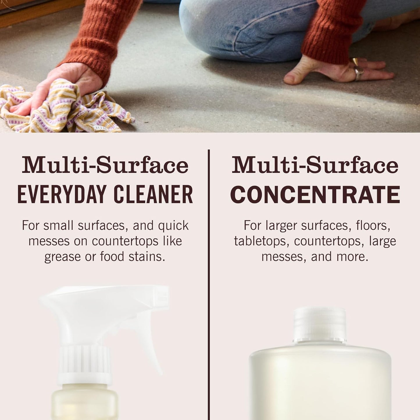 MRS. MEYER'S CLEAN DAY Multi-Surface Cleaner Concentrate, Rain Water, 32 oz | Dilute with Water for Powerful Cleaner, Makes Up to 16 Gallons per Bottle, Removes Dirt and Freshens Surfaces