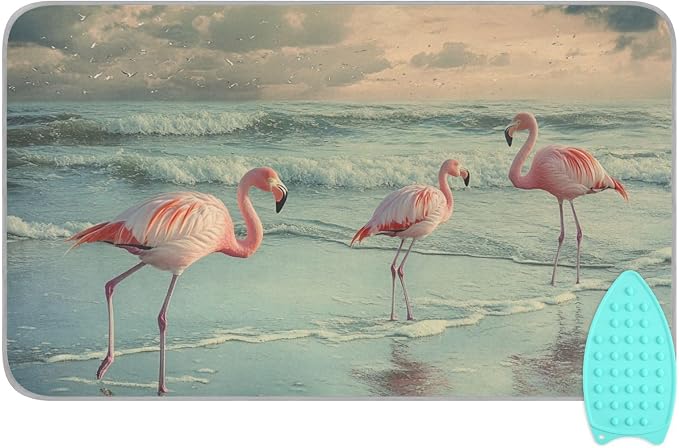 Flamingo with Coastline Ironing Mat by Tatenale