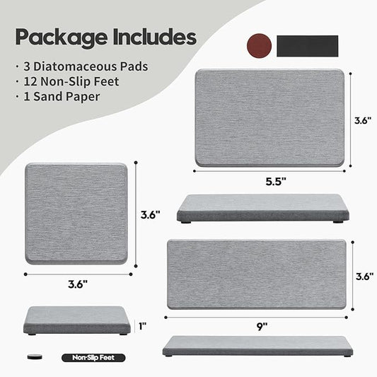 3PCS Bathroom Sink Vanity Trays, Quick Stone Drying Mat Dish Soap Dispenser - Image 2