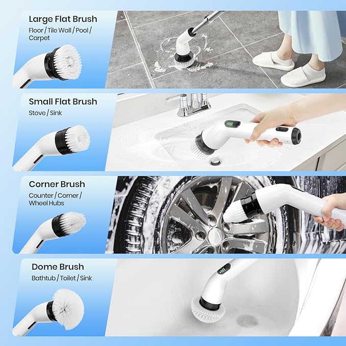 Electric Spin Scrubber, Full-Body IPX7 Waterproof Cordless Shower Scrubber - Image 6
