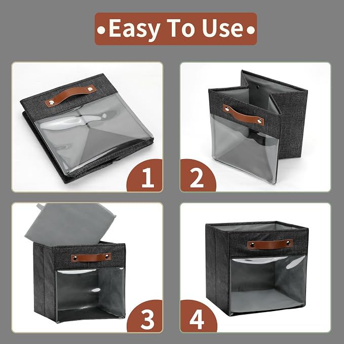 HNZIGE Fabric Cube Storage Bins 11 x 11, Collapsible Storage Cubes Bins - Image 7
