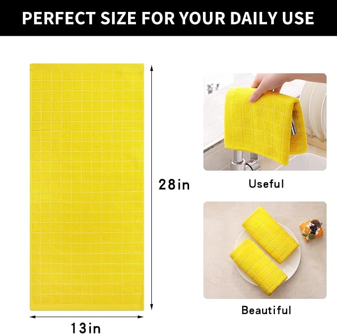 Homaxy 100% Cotton Terry Kitchen Towels, Checkered Designed, Soft and Super - Image 5