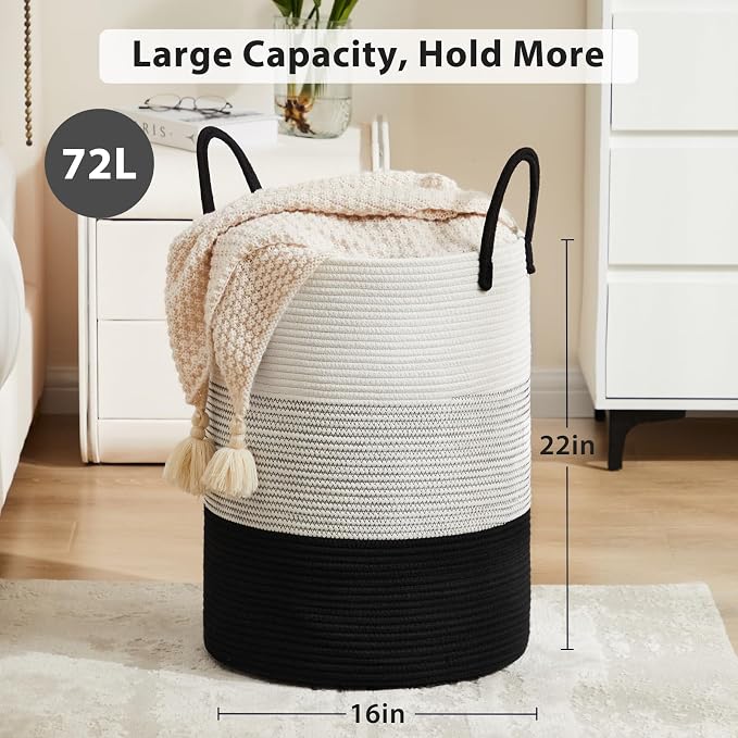 Fiona's magic Cotton Rope Laundry Hamper, Tall Woven Laundry Basket Storage - Image 3
