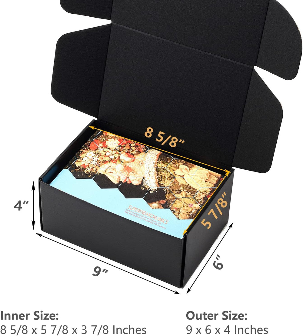 Timirog 9x6x4 Inches Black Shipping Boxes 25 Pack Corrugated Cardboard