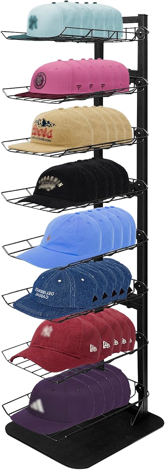 Hat Display 8 Tier, Hat Rack Stand Up to 70 Caps, Metal Hat Stands for Multip...