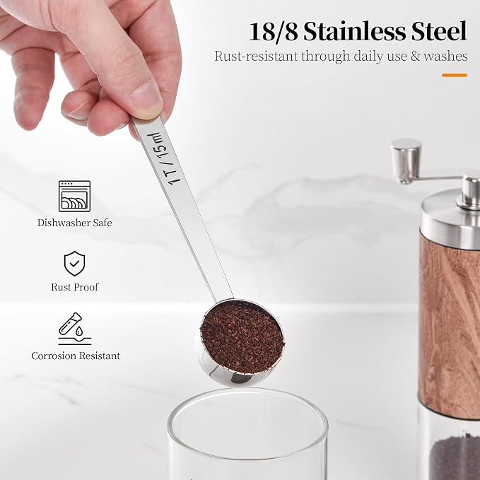 Long Handle Coffee Scoop: 18/8 Stainless Steel 5.64 Inch 1 Tablespoon Metal - Image 3