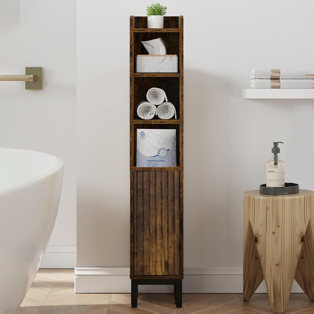 FerniTry Narrow Bathroom Storage Cabinet, Corner Toilet Paper Floor Cabinet 5...