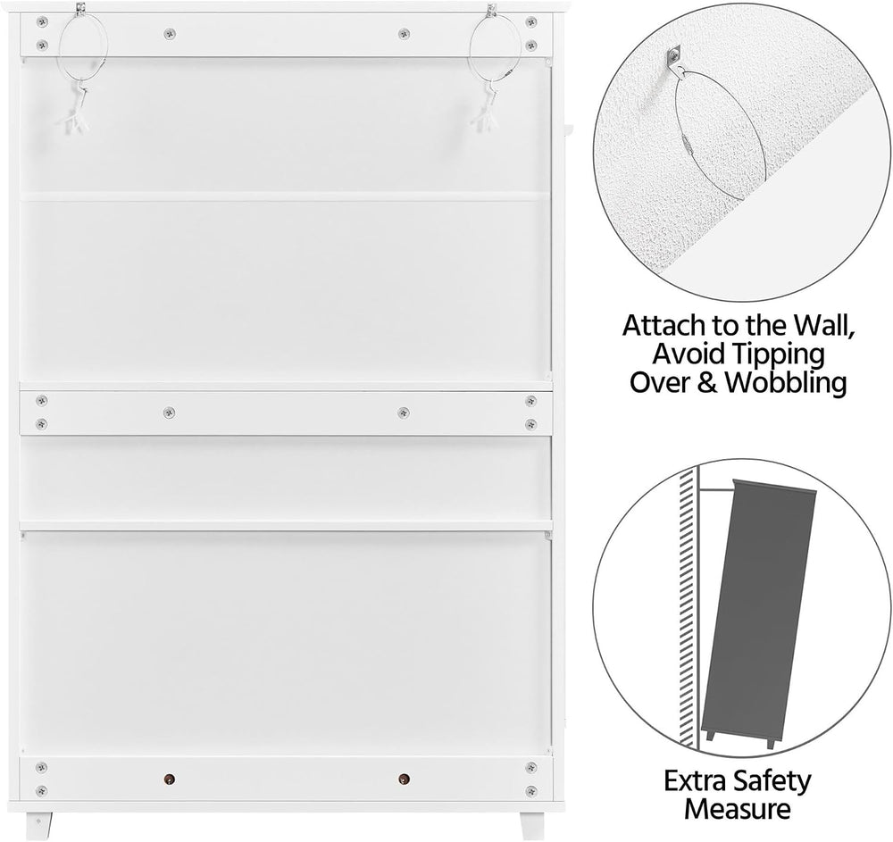 Yaheetech 5-Tier Shoe Storage Cabinet with Doors for Entryway, White
