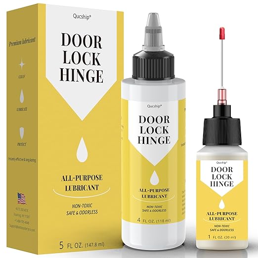 Qucship Upgraded Squeaky Hinge & Lock Lubricant Kit - 4 oz + 1 oz Needle Combo by Qucship