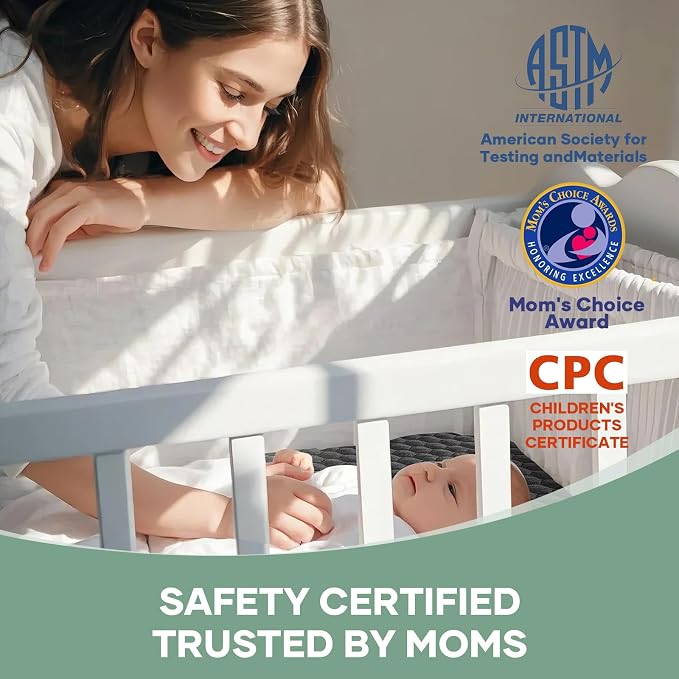 OhGeni 100% Waterproof Mattress Protector, Crib-Gray Size Mattress Pad - Image 6