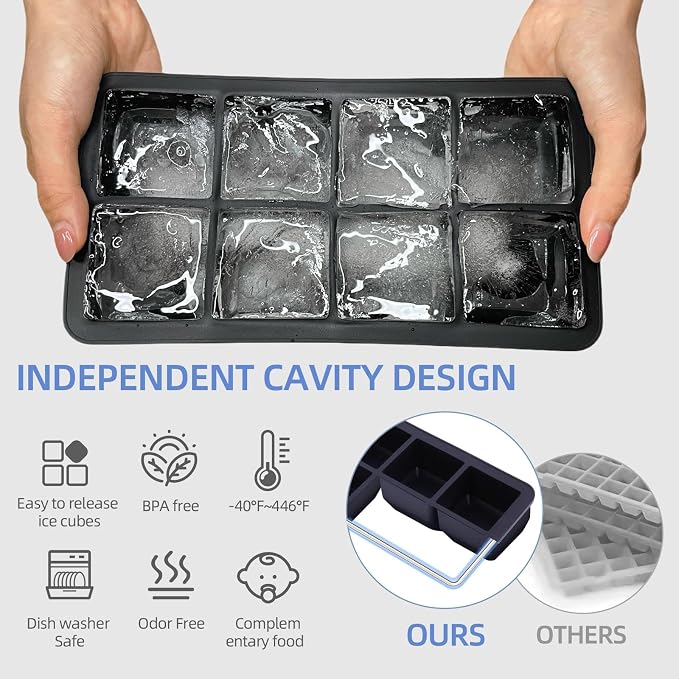 2 Pack Silicone 2 Inch Large Ice Cube Molds - Image 3