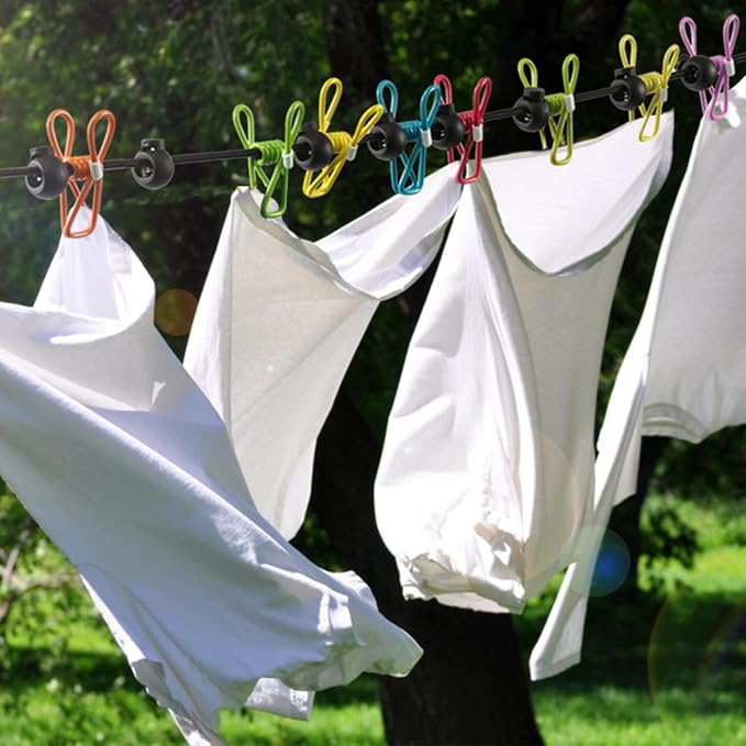 2 Pack Camping Clothesline Portable 12 Clothespins, Retractable Clothes Line - Image 7