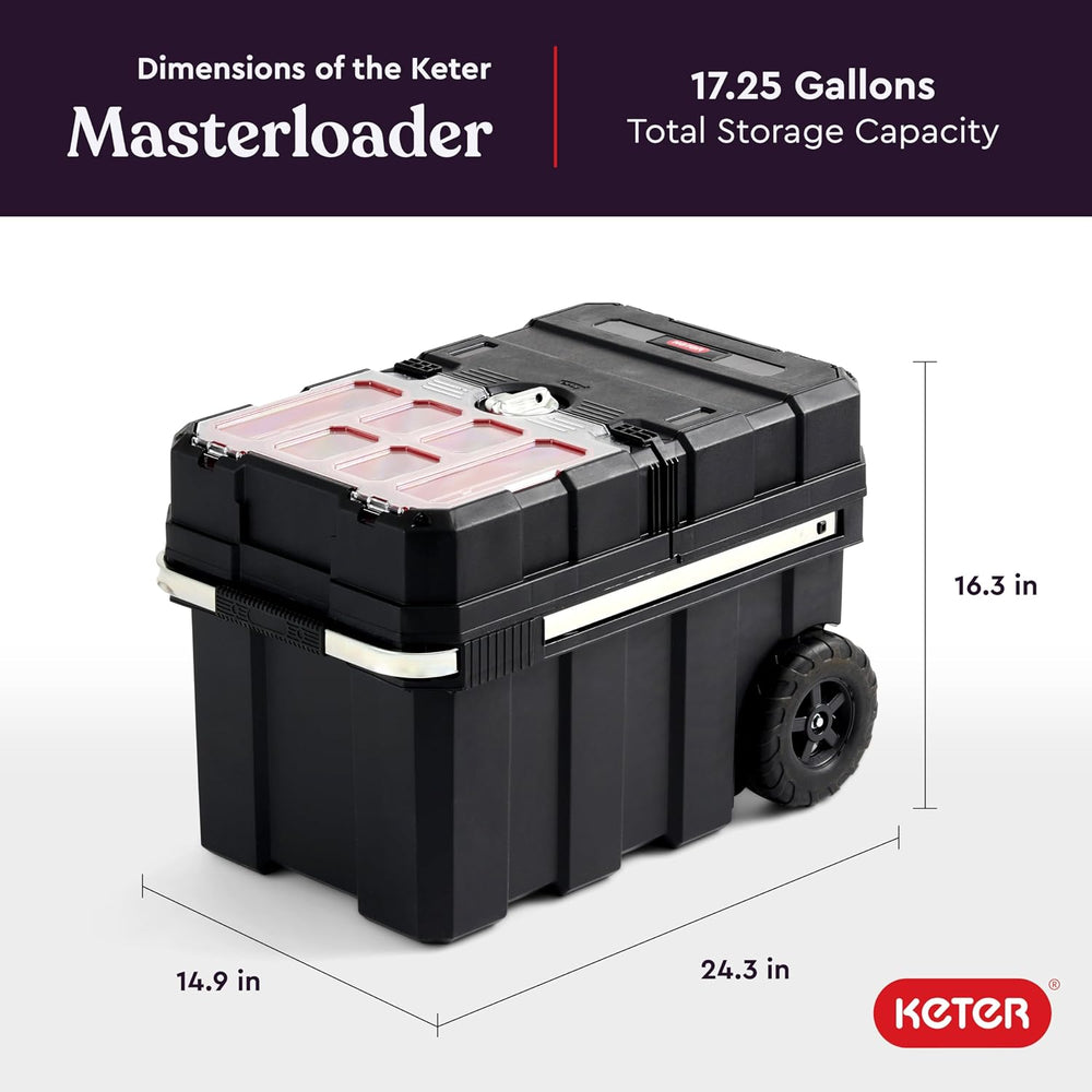 Keter Masterloader Resin Rolling Tool Box with Locking System and Removable B...