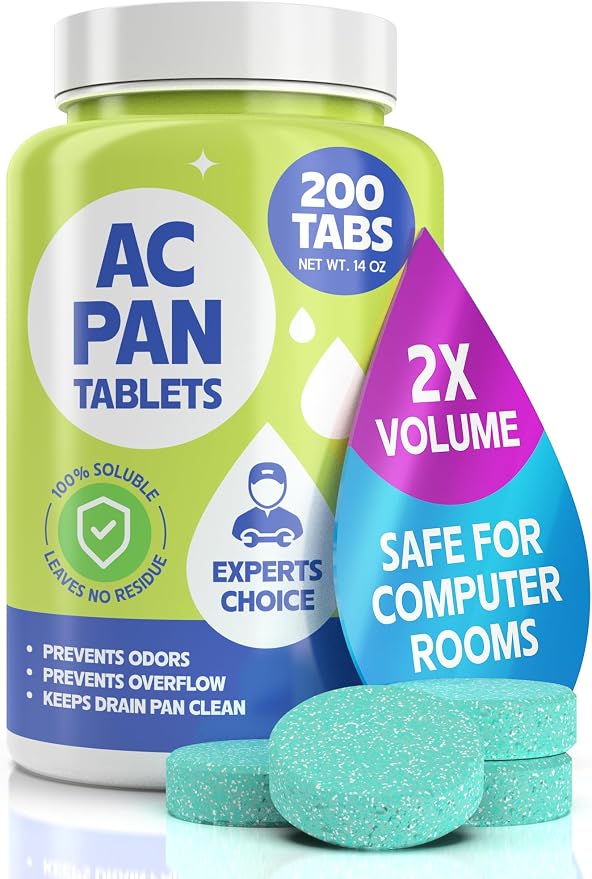 200 Tablets AC Drain Line Cleaner- No-Residue, Water-Soluble, Fast-Acting Pan by FORTIVO