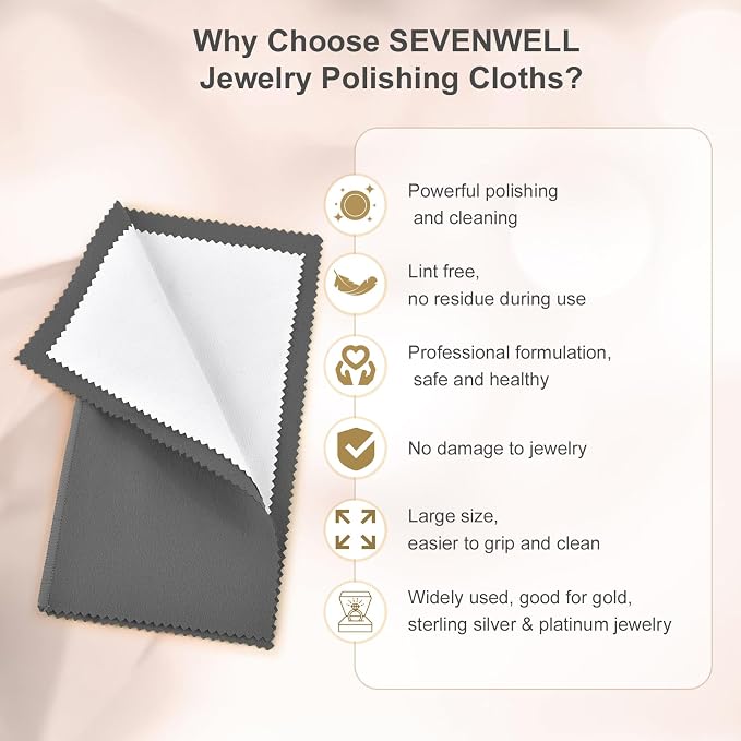SEVENWELL Silver Polishing Cloth, Jewelry Cleaner Cloth - Image 3