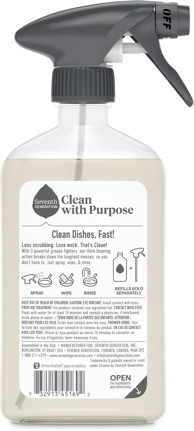 Seventh Generation Foaming Dish Spray, Power+ Mandarin Orange, 3 Powerful - Image 2