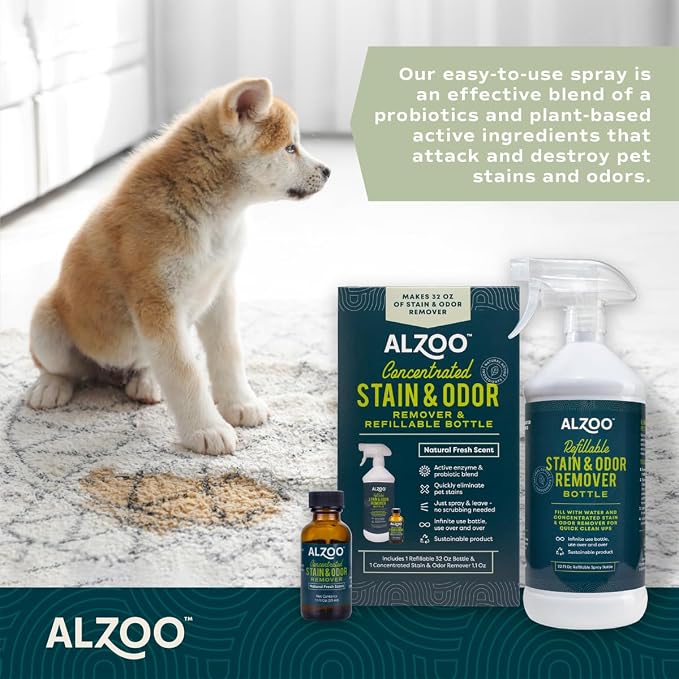 ALZOO Concentrated Stain & Odor Remover Bundle Bottle Set, Includes 32 Fl. Oz - Image 2