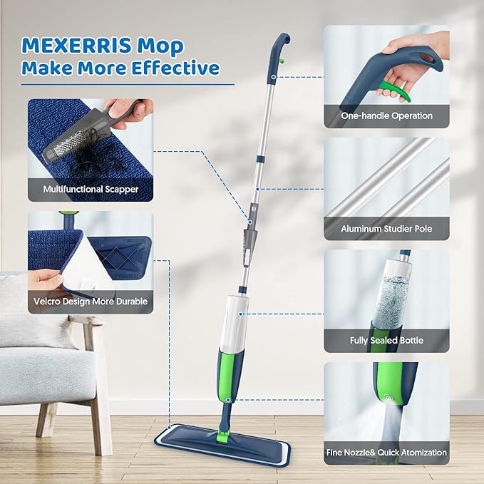 MEXERRIS Spray Wet Mops with 5X Washable Pads - Image 5