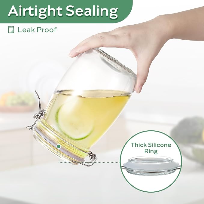 Glass Food Storage Jars with Airtight Lids 34 oz Round 4 Pack Kitchen Storage - Image 5