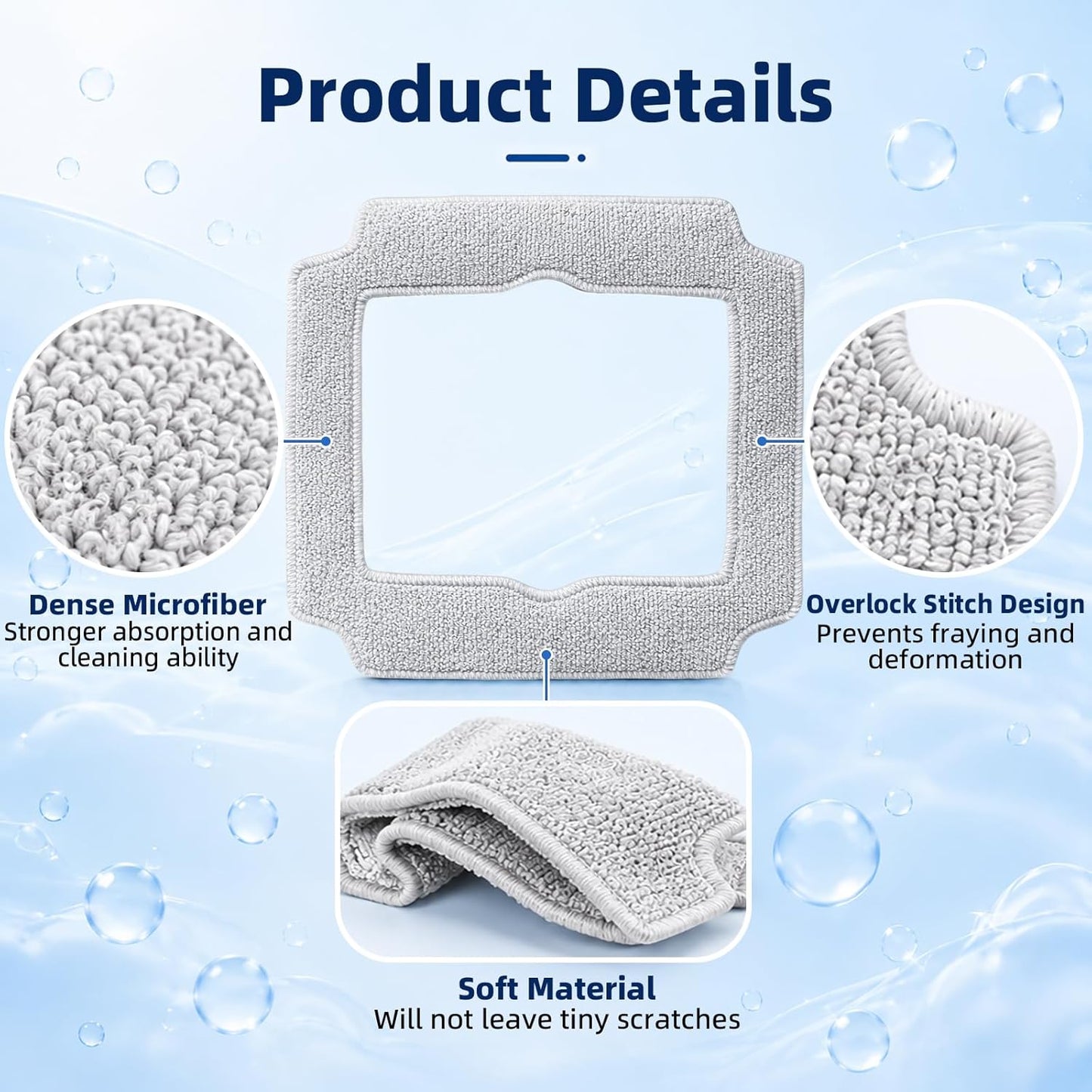 12 Pack Replacement Mop Pads for ECOVACS WINBOT MINI2 Window Cleaning Robot, Washable & Reusable Microfiber Mop Cloth Refill, Winbot Accessories Cleaning Rag