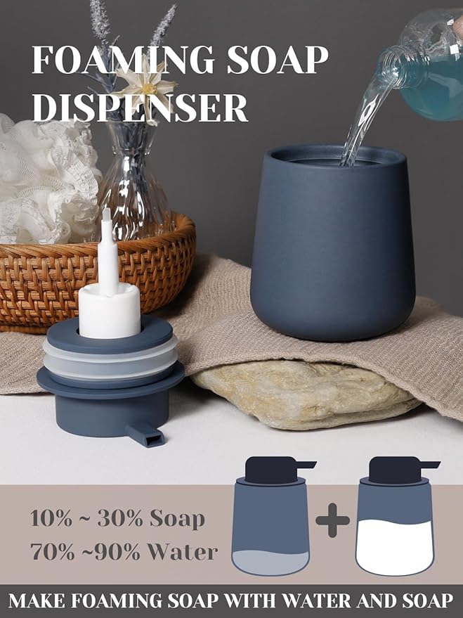 INGOFIN Ceramic Foaming Soap Dispenser - 12 oz Foam Hand Soap Dispenser Bathroom - Image 3