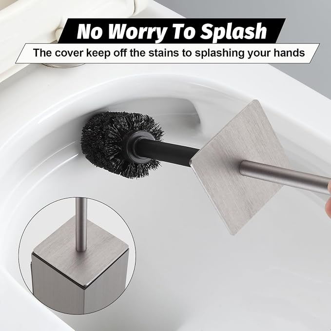BGL Toilet Brush and Holder Set Brushed Nickel Wall Mounted - Image 6