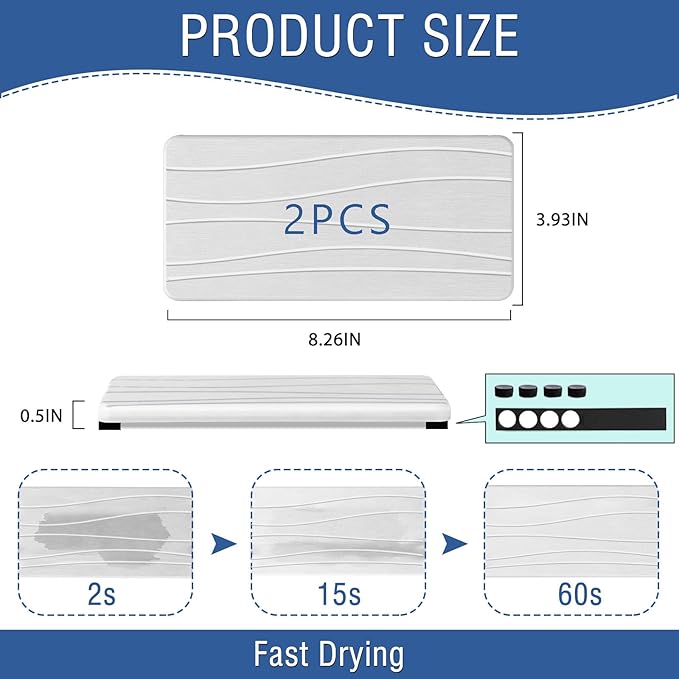 2PCS Water Absorbing Stone Tray, Fast Drying Stone Sink Tray, Water Absorbent - Image 6