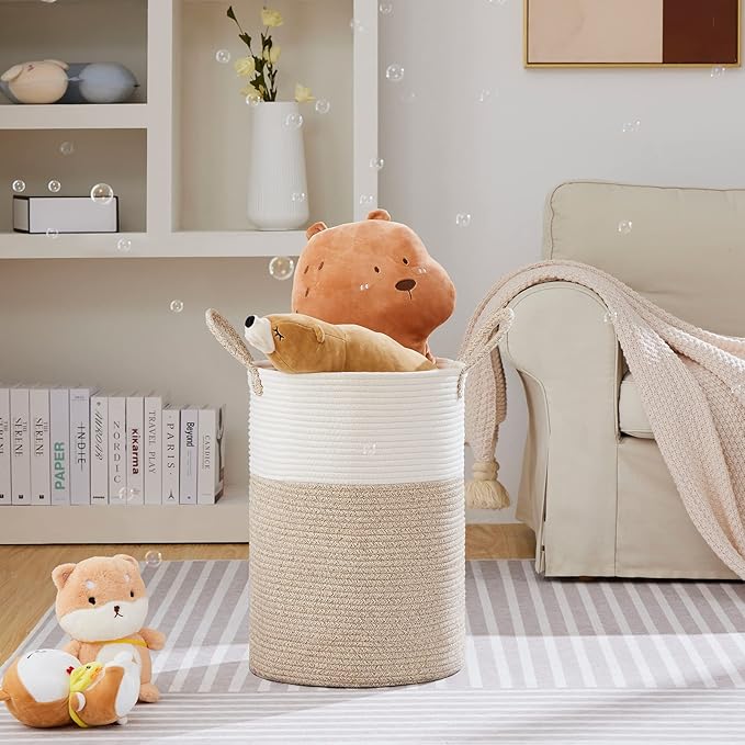 VIPOSCO Large Laundry Hamper, Tall Woven Rope Storage Basket - Image 2