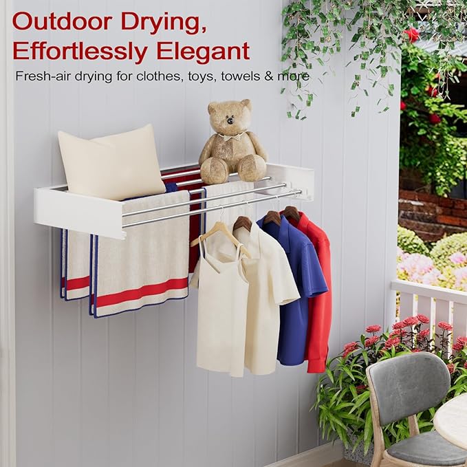 Wall Mounted Drying Rack 31.5", Foldable Laundry Drying Rack