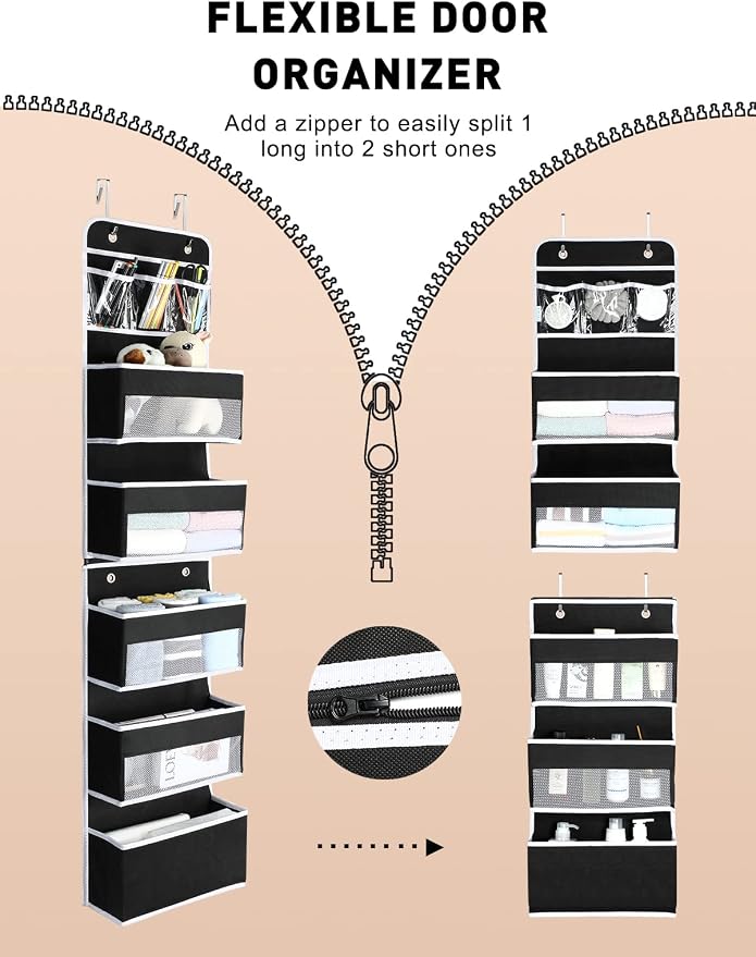 Yecaye 6-Tier Over The Door Storage Organizer, Flexible 1 Split into 2 - Image 8