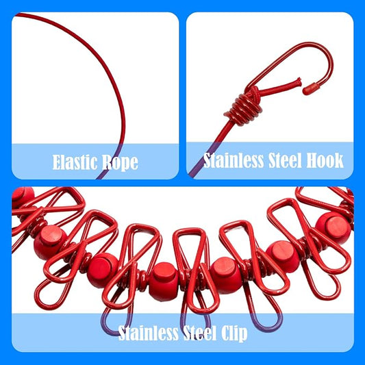 2 Pack Camping Clothesline Portable 12 Clothespins, Retractable Clothes Line - Image 2