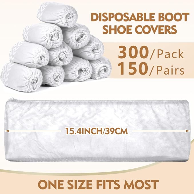 Zhanmai 300 Pack Disposable Shoe Covers Non Slip Disposable Large Foot Booties - Image 2
