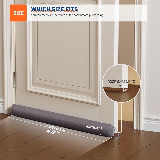 MAGZO Door Draft Stopper, 48 Inch Under Door Draft Blocker Noise Stopper - Image 3