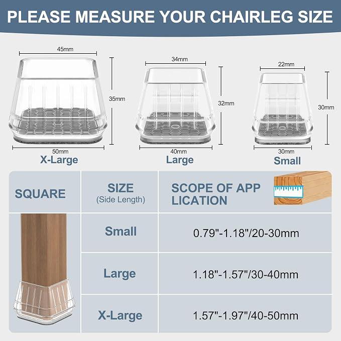 24PCS Square Chair Leg Floor Protectors - Image 3