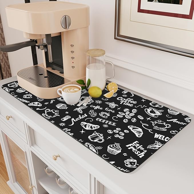 AMOAMI Coffee Mat Hide Stain Rubber Backed Absorbent Dish Drying Mat by AMOAMI