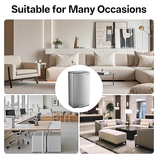 mVm 10.6 Gallon Kitchen Step Trash Can, Soft-Close and Foldable Foot Pedal - Image 6