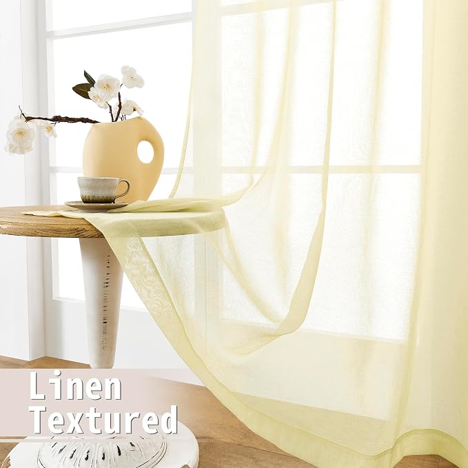 Tollpiz Sheer Door Curtain Closet Linen Textured Curtain Sheers Doorway Light - Image 4