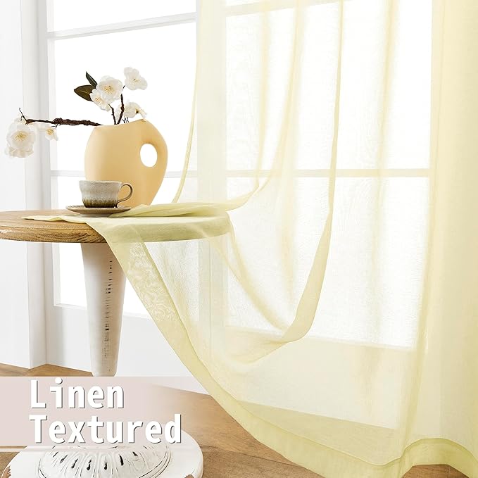 Tollpiz Short Sheer Door Curtains Closet Linen Textured Curtains Sheer Doorway - Image 4