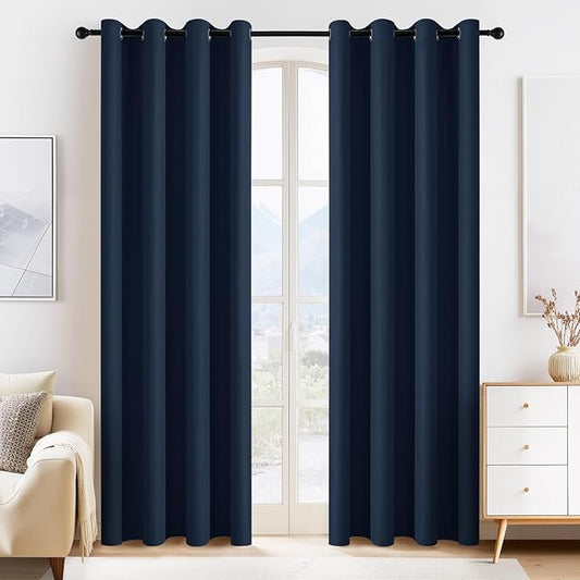 PONY DANCE Navy Blue Blackout Curtains by PONYDANCE