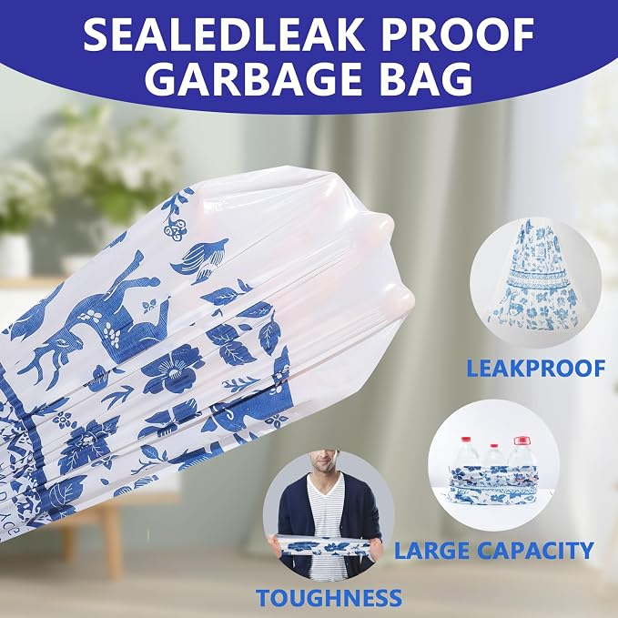 VOK Trash Bags 13 Gallon with Drawstring, Leakproof Printed Garbage Bags 13 - Image 5