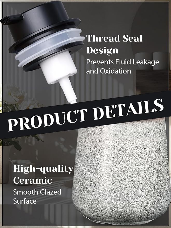 INGOFIN Ceramic Foaming Soap Dispenser -12oz Foam Hand Soap Dispenser Bathroom - Image 5