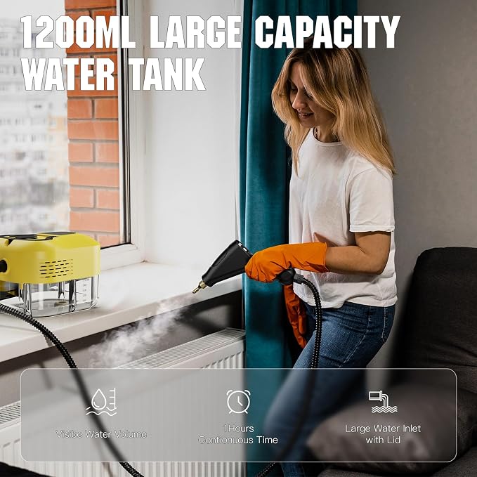 Steam Cleaner for Home＆Kitchen, 212°F High Temperature, 1200ML Tank, Portable - Image 5